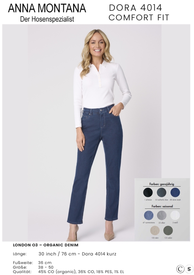 Dora 4014 Normal lange Hosen/Jeans / Organic Cotton / mit seitlichen Gummizug am Bund bis Größe 50 / ANNA MONTANA Dora 4014 Normal lange Hosen/Jeans / Organic Cotton / mit seitlichen Gummizug am Bund bis Größe 50 / ANNA MONTANA